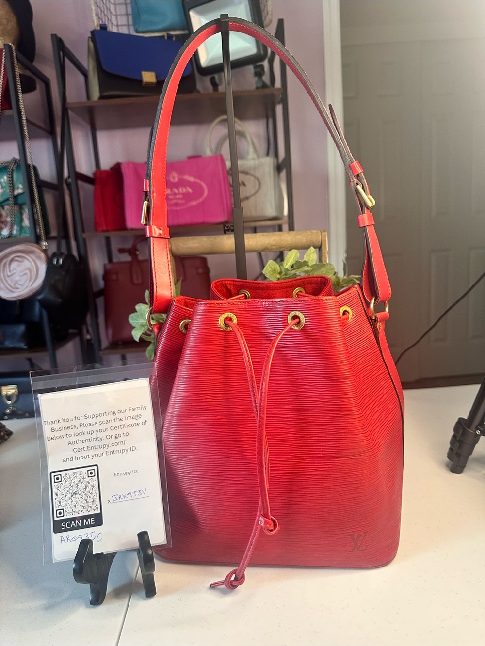 Louis Vuitton Red Epi Leather Drawstring Hobo Bag - Picture 11 of 11
